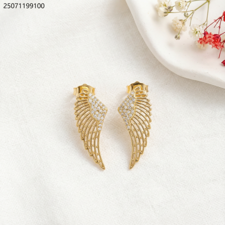 حلق شكل جناح مع زركون