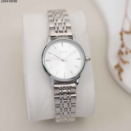 ساعة نسائية دائرية مع حزام معدني