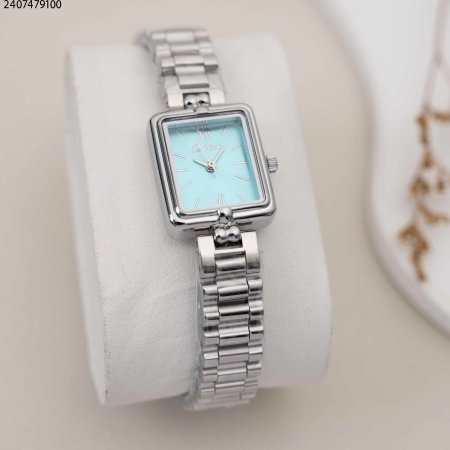 ساعة نسائية مستطيلة مع زركون