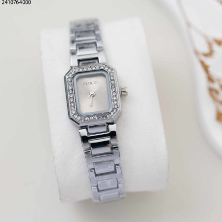 ساعة نسائية مستطيلة الشكل مع زركون - starjoe