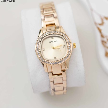 ساعة starjoe نسائية دائرية مع زركون