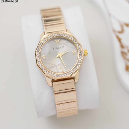 ساعة starjoe نسائية دائرية مع زركون