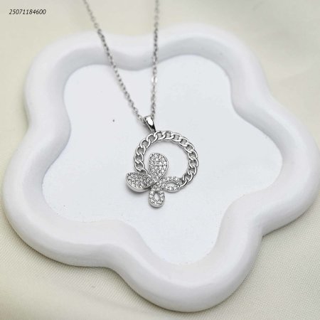 سنسال دائري شكل سلسلة مع فراشة زركون