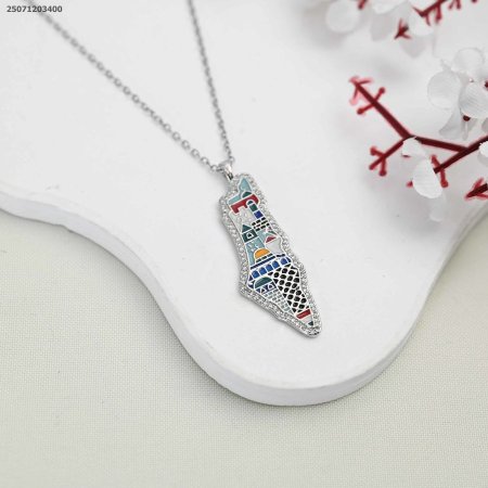 سنسال شكل خريطة الأرض المقدسة مع معالم ملونة