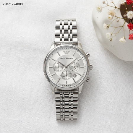 ساعه رجالي شكل دائرة مع حزام معدني