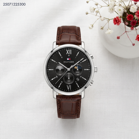 ساعة شكل دائري رجالي مع حزام جلد