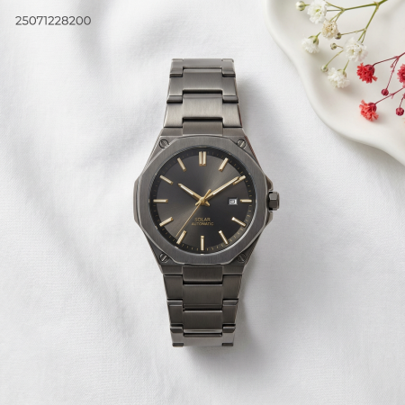 ساعة دائري رجالي مع حزام معدني