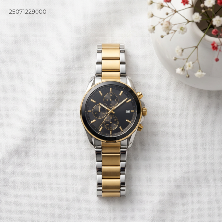 ساعة دائري رجالي مع حزام معدني