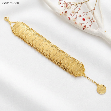 اسوارة ذهبي مع ليرات متراصة