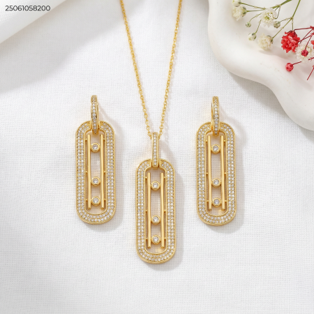 طقم سنسال و حلق بيضاوي ماركة