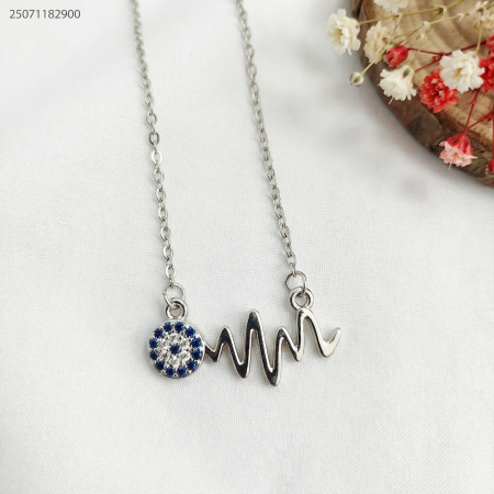 سنسال مميز شكل نبض مع خرزة زرقاء