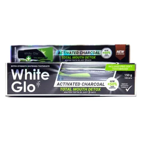 وایت جلو معجون اسنان 150 غم وفرشاة WHITE GLO ديتوكس