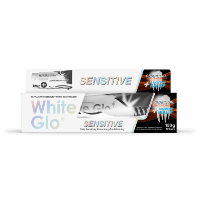 وایت جلو معجون اسنان 150 غم وفرشاة بالفحم WHITE GLO