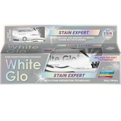 وایت جلو معجون اسنان 150 غم وفرشاة WHITEGLO STAIN EX