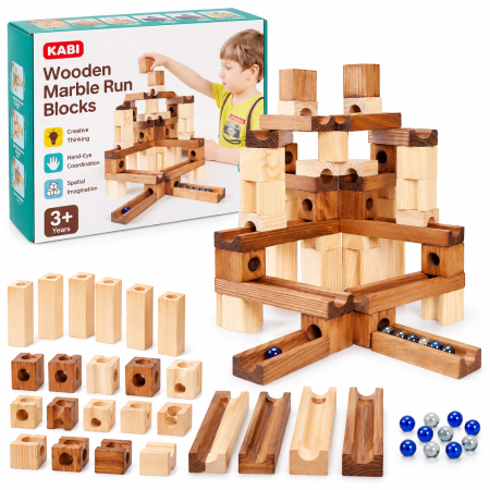 مجموعة مكعبات بناء مسار wood marbles building