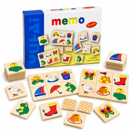 Memo 24 pcs العاب ذاكرة خشبية وتطابق