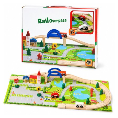 لعبة جسر سكة الحديد الخشبية Rail overpass