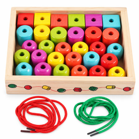 مكعبات بناء خشبية مع حبل Shape building blocks