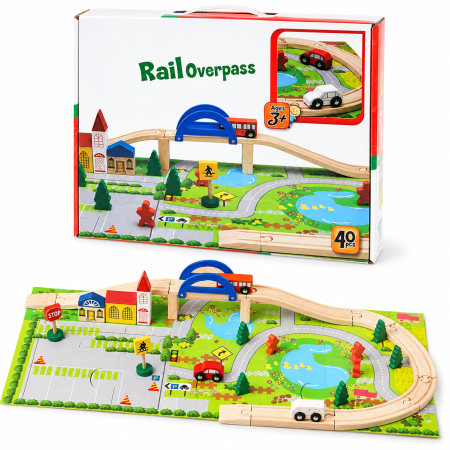 لعبة جسر سكة الحديد الخشبية Rail overpass