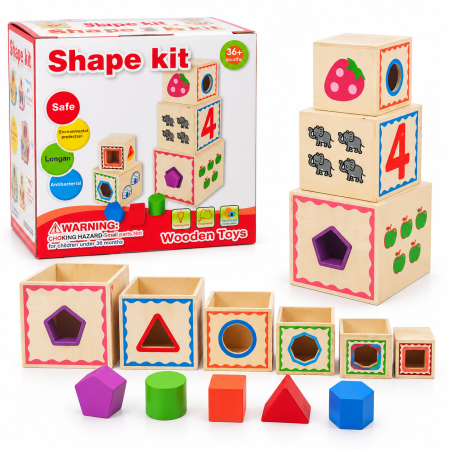 فرز أشكال خشبية Shape Sorting Kit