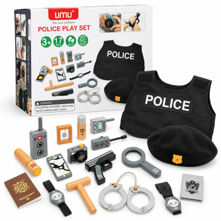 مجموعة لعبة الشرطة الخشبية Police play set